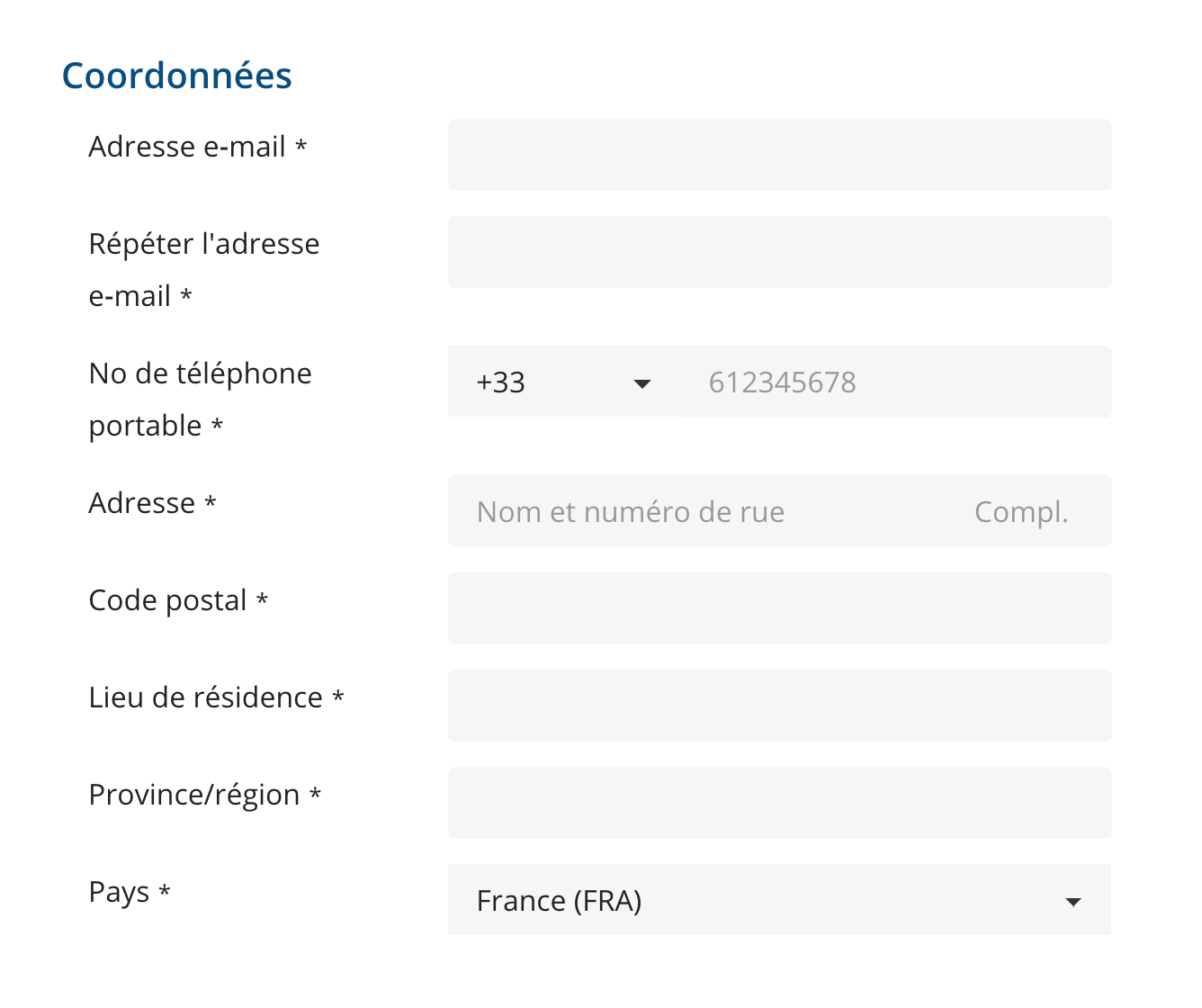 Formulaire ESTA : les coordonnées